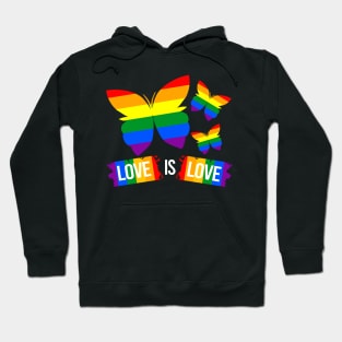Love is Love Colorful Rainbow Butterflies - Gay Hoodie